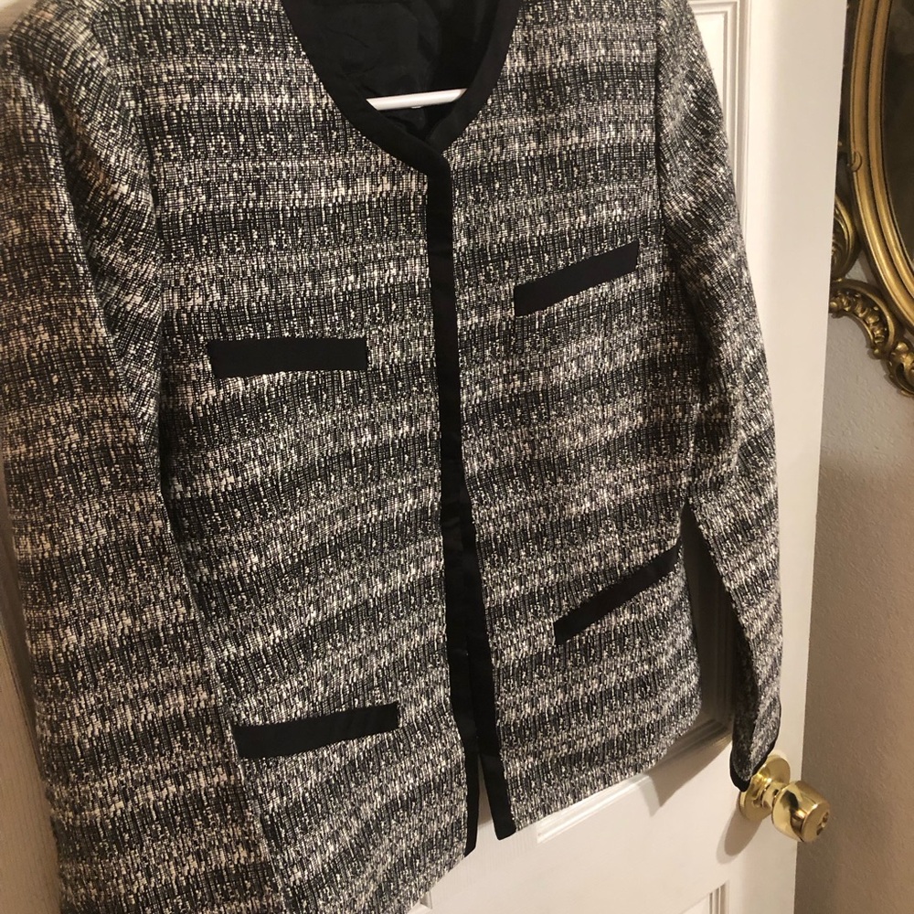 Anne Klein Black and Gray Pea Coat with Classic Design